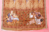 Apricot Brown Linen Dupatta with Digital Printed Pichwai Motifs