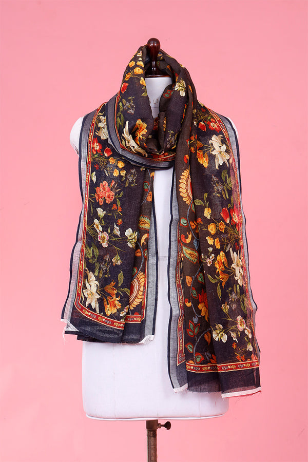 Dupatta, Black  Dupatta​, Pichwai Dupatta, Dupatta for women, Printed Dupatta, Linen Dupatta​
