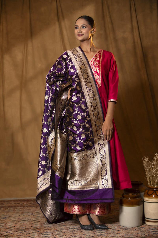 Banarasi Dupatta, purple Dupatta​, Bridal Dupatta, Dupatta for women​, Dupatta Design