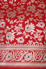 Red Handloom Banarasi Dupatta with Meenakari Floral Jaal