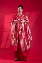 Pink Katan Silk Banarasi Dupatta with Pichwai Jaal Work