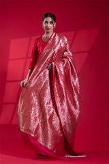 Pink Katan Silk Banarasi Dupatta with Pichwai Jaal Work