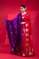 Purple Banarasi Puna Silk Dupatta with Kamdhenu Pichwai Motifs