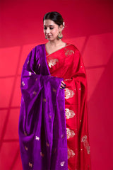 Purple Banarasi Puna Silk Dupatta with Kamdhenu Pichwai Motifs