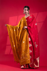 Haldi Yellow Banarasi Puna Silk Dupatta with Bird Motifs