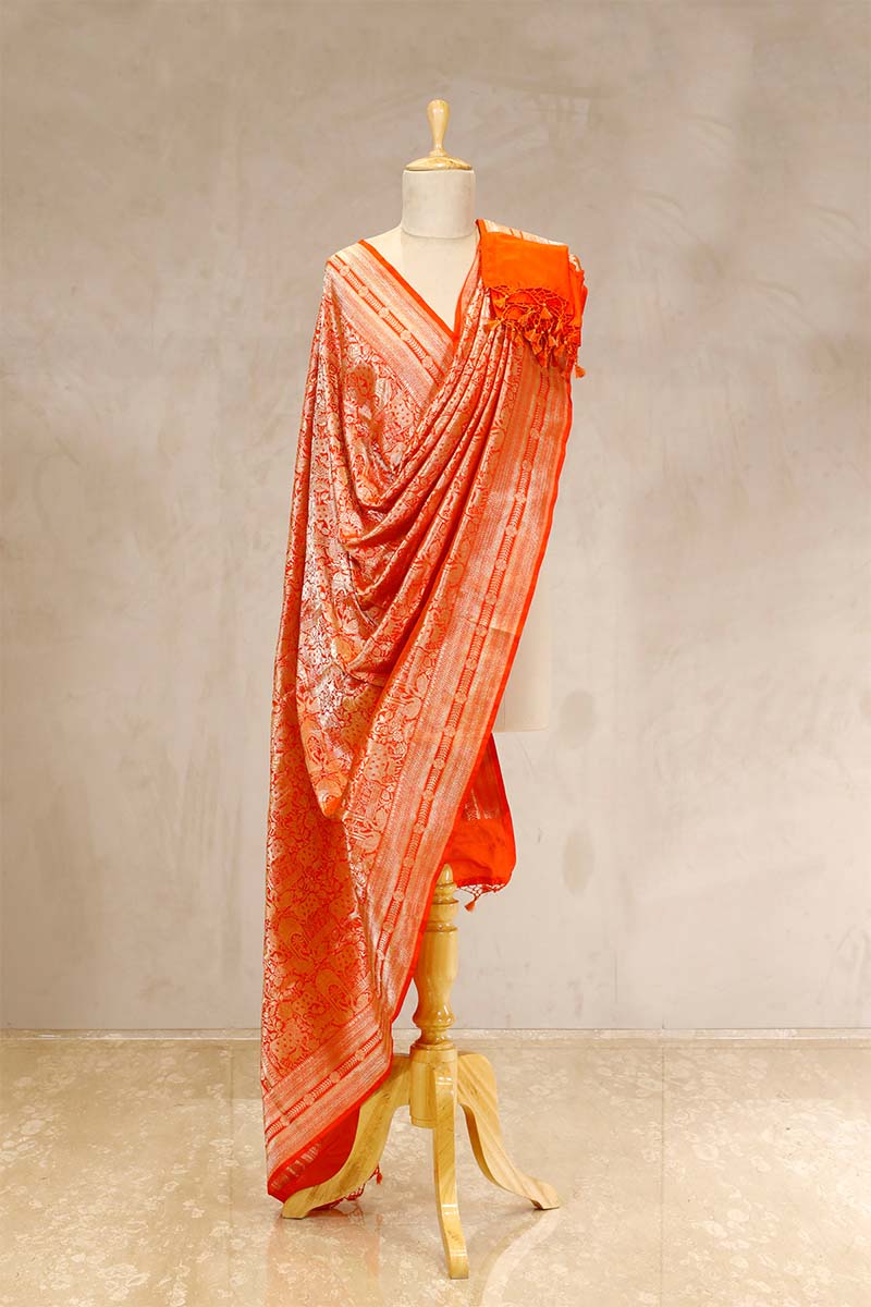 Deep Red Banarasi Dupatta with Gold Zari Pichwai Jaal Work