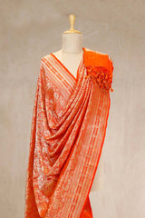 Banarasi Dupatta, Orange dupatta, wedding dupatta, bridal dupatta, silk dupatta for wedding, silk dupatta, dupatta fashion, traditional dupatta, indian shawls, handloom dupatta