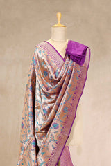 Violet Paithani Banarasi Dupatta with Gold Zari Floral Jaal