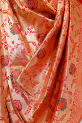 Pink Banarasi Dupatta with Gold Zari Floral Jaal