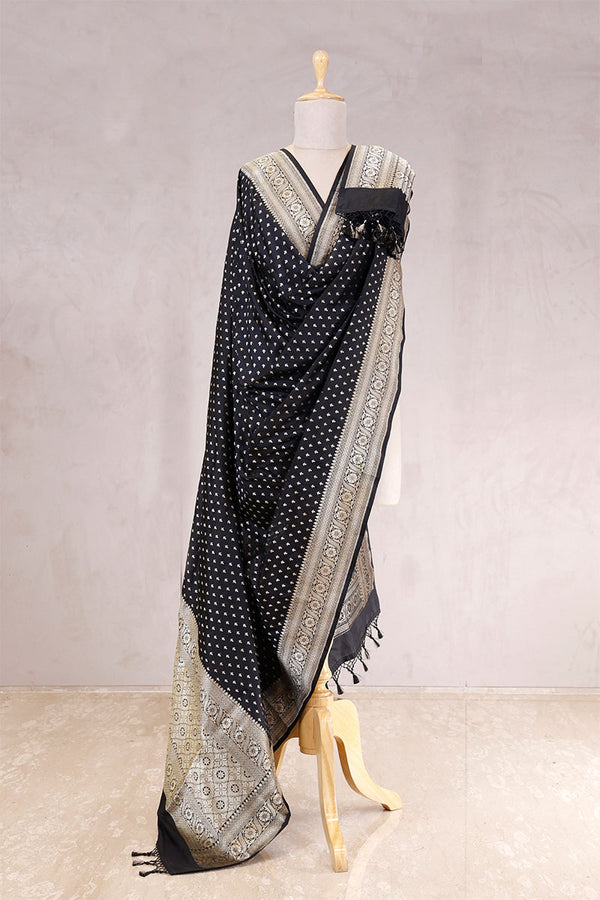 Black Banarasi Silk Dupatta