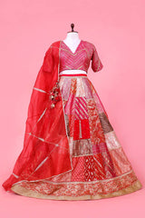 Fuchsia Pink Banarasi Lehenga with Hand Embellishments