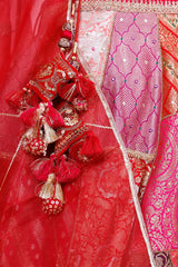 Fuchsia Pink Banarasi Lehenga with Hand Embellishments