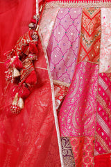 Fuchsia Pink Banarasi Lehenga with Hand Embellishments