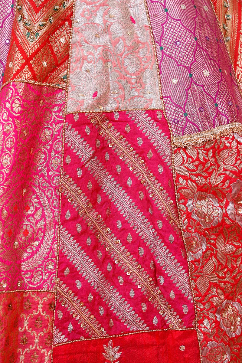 Fuchsia Pink Banarasi Lehenga with Hand Embellishments