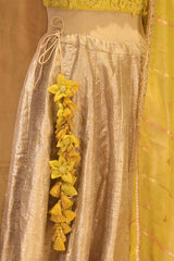 Golden Bridal Lehenga with Water Gold Zari and Hand Embellishments