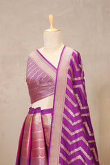 Purple Banarasi Bridal Lehenga with Geometrical Rangkat Work