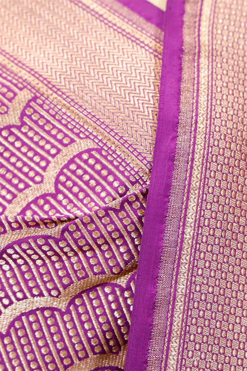 Purple Banarasi Bridal Lehenga with Geometrical Rangkat Work