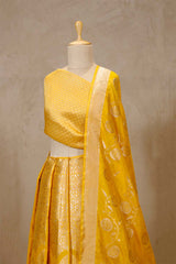 Yellow Banarasi Bridal Lehenga with Gold and Silver Zari Work