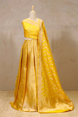 Bridal Lehenga, Wedding Lehenga, Yellow lehenga, Banarasi Lehenga, Lehenga for Bridal, silk lehenga