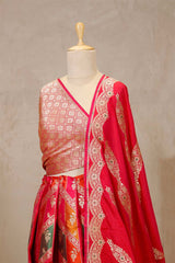 Pink Banarasi Bridal Lehenga with Floral Rangkat Meenakari Work