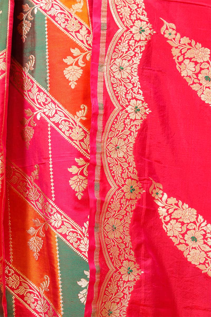 Pink Banarasi Bridal Lehenga with Floral Rangkat Meenakari Work