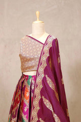 Deep Purple Banarasi Bridal Lehenga with Floral Rangkat Meenakari Work