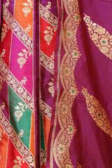 Deep Purple Banarasi Bridal Lehenga with Floral Rangkat Meenakari Work