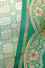 Bottle Green Banarasi Bridal Lehenga with Floral Rangkat Meenakari Work