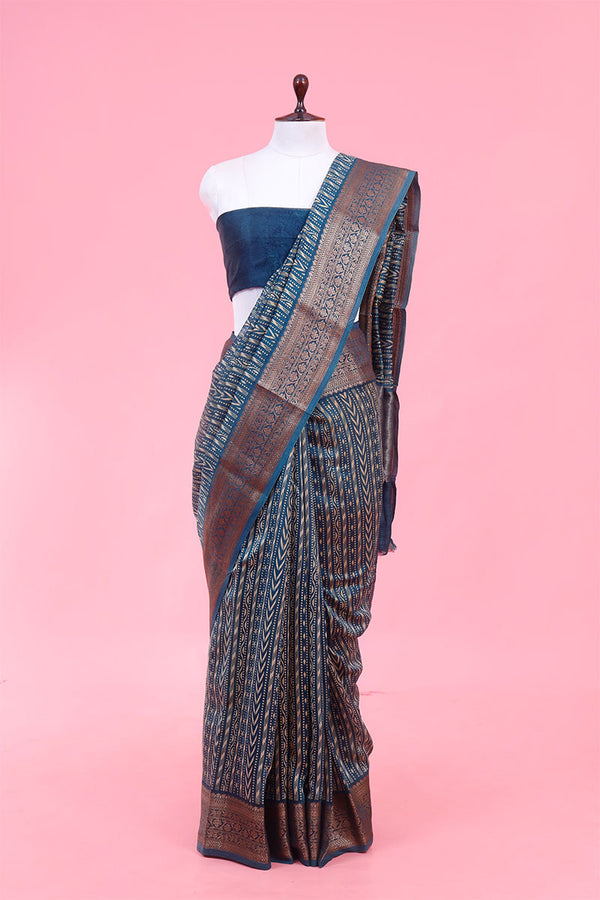 Buy Blue Chanderi Saree Online