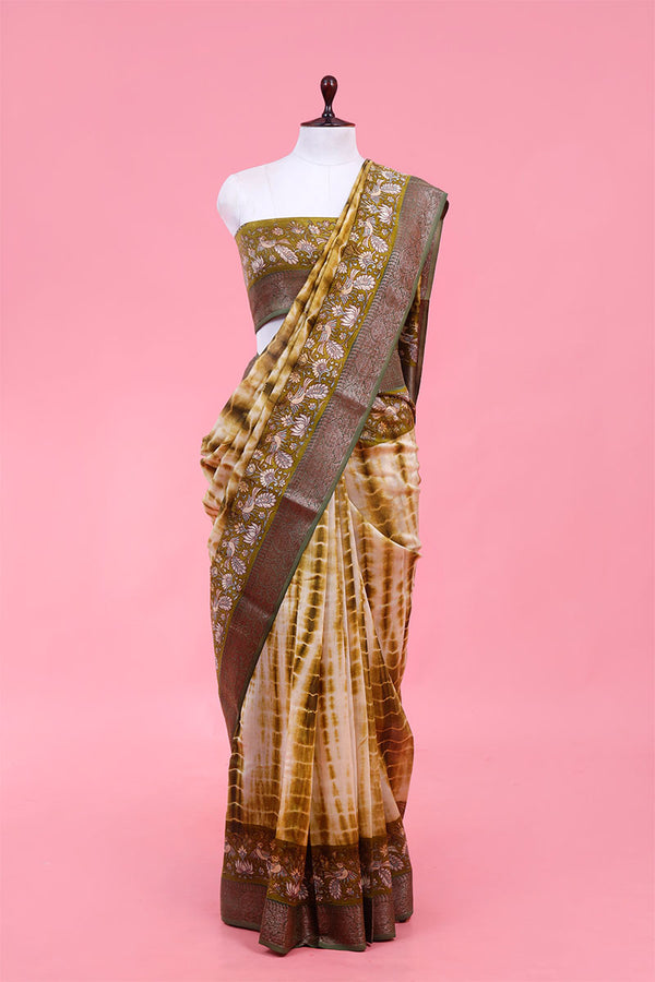 heena green saree, chanderi saree​, chanderi silk saree​, chanderi silk​