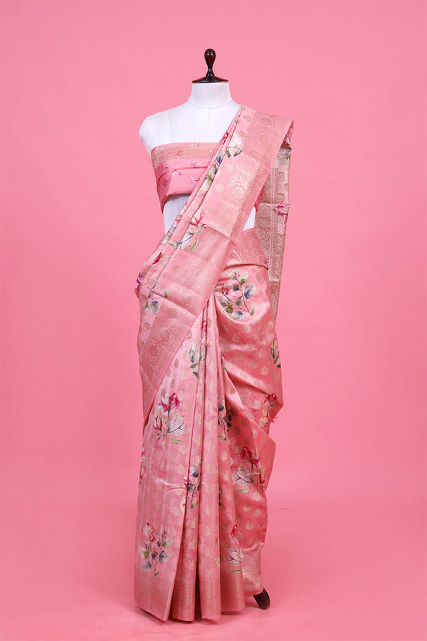 Buy Pink Chiniya Silk Sarees Online