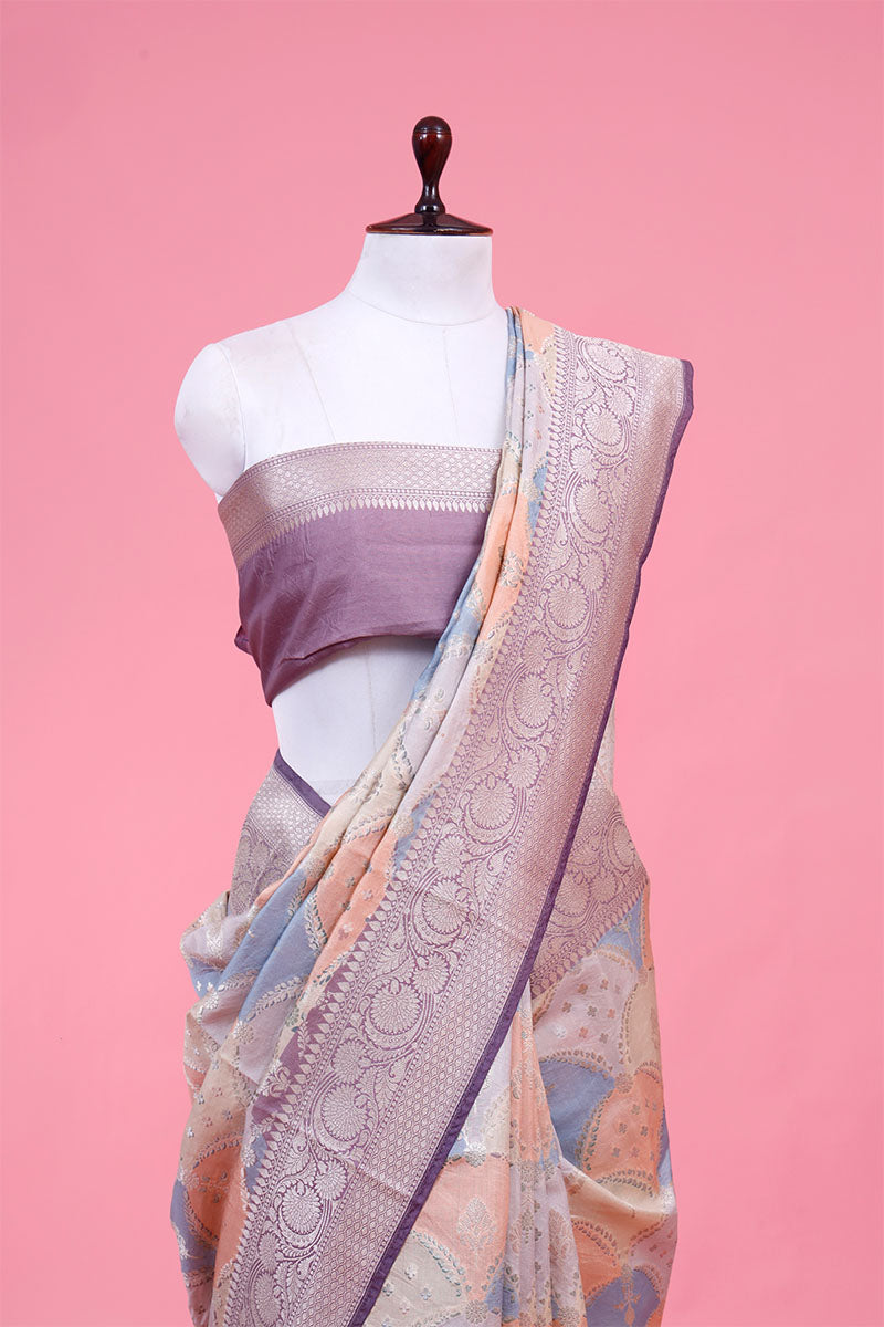 Multicolour Rangkat Pure Chiniya Silk Saree