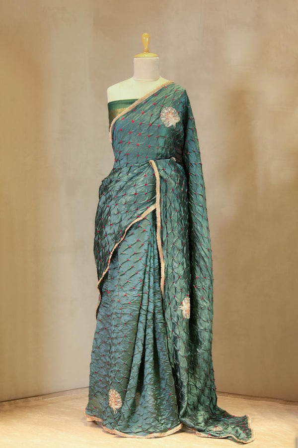 Banarasi Silk Saree, Banarasi saree, silk saree, olive green saree, wedding saree, party wear saree​