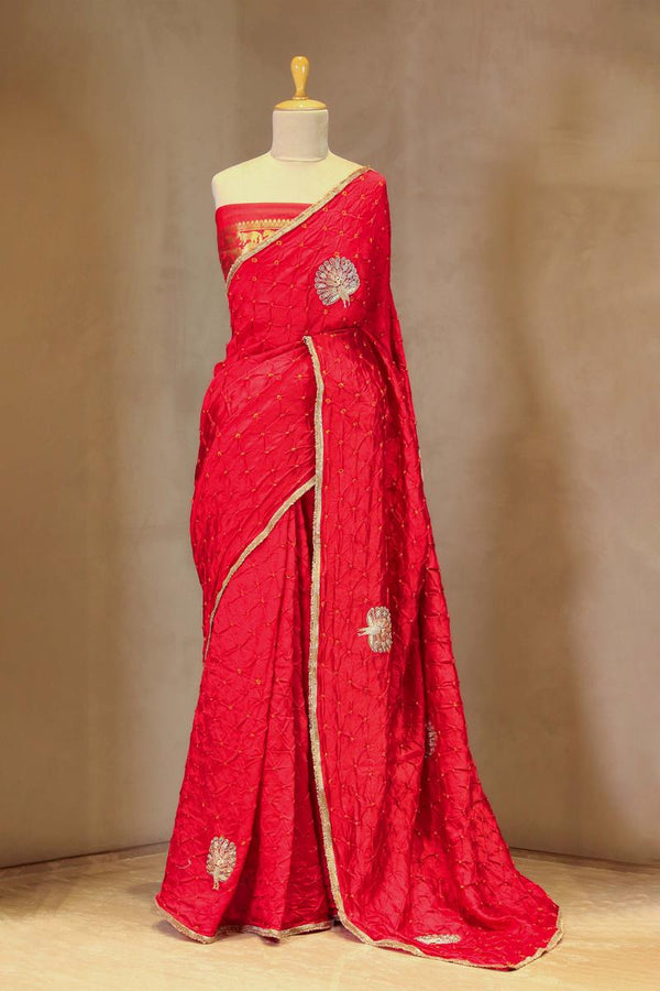 Banarasi Silk Saree, Banarasi saree, silk saree, red saree, wedding saree, party wear saree​