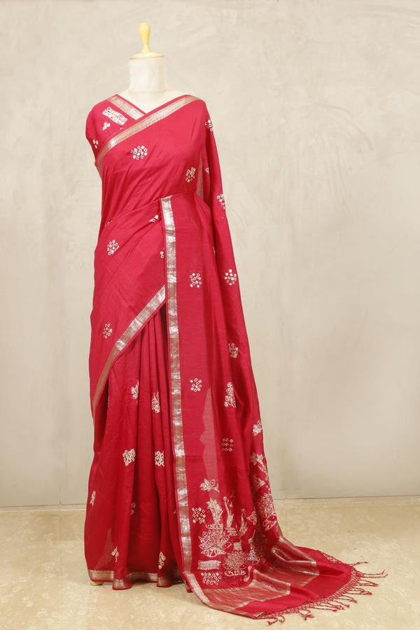 chiniya silk saree, red saree, banarasi saree, festive wear saree, wedding saree