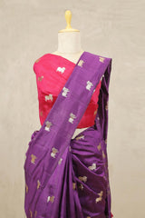 Purple Banarasi Chiniya Silk Saree with Aghanya Motifs