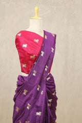 Purple Banarasi Chiniya Silk Saree with Aghanya Motifs