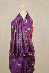 Purple Banarasi Chiniya Silk Saree with Aghanya Motifs