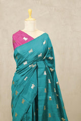 Sapphire Green Banarasi Chiniya Silk Saree with Aghanya Motifs