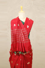 Red Banarasi Chiniya Silk Saree with Aghanya Motifs