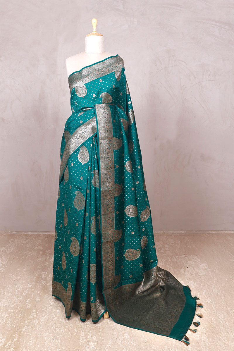 chiniya silk saree, Rama Green saree, banarasi saree, festive wear saree, wedding saree