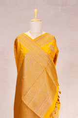 Mustard Yellow Banarasi Chiniya Silk Saree with Antique Zari Work