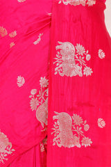 Pink Banarasi Chiniya Silk Saree with Pichwai Border