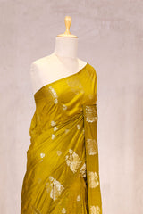 Green Banarasi Chiniya Silk Saree with Pichwai Border