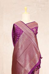 Purple Banarasi Chiniya Silk Saree with Antique Zari Work