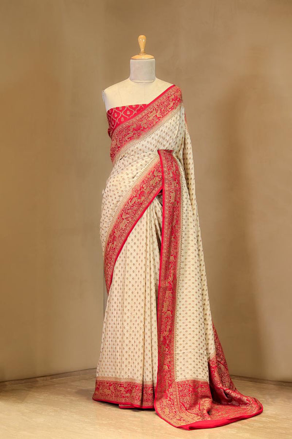 Crepe Saree, Crepe silk saree, silk saree, off white saree, wedding saree, party wear saree​