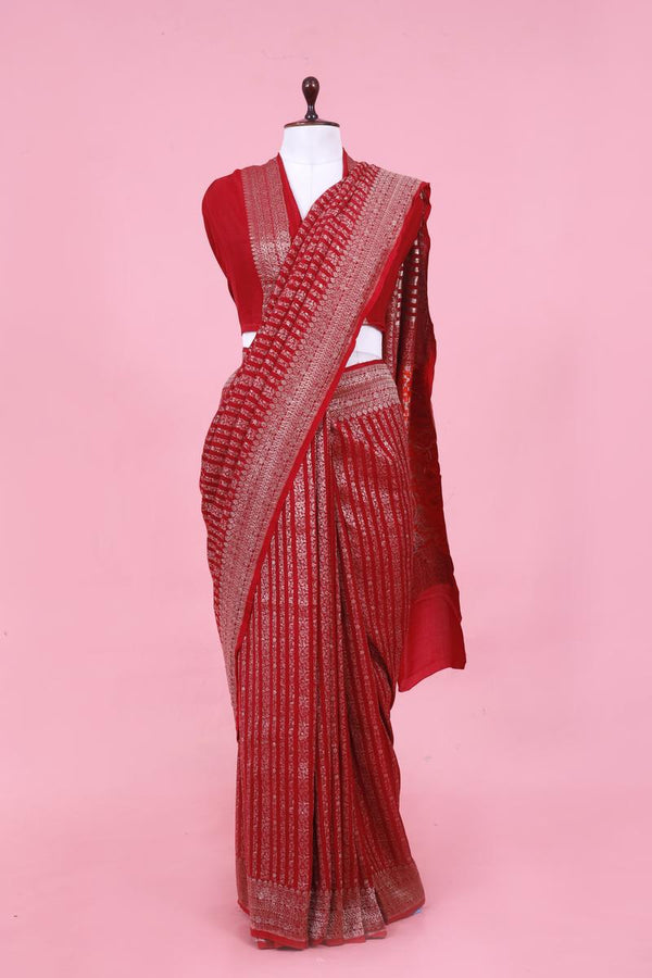 Crepe Saree, Crepe silk saree, silk saree, maroon  saree, wedding saree, party wear saree​