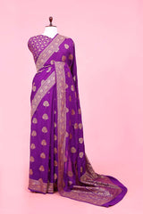 Crepe Saree, Crepe silk saree, silk saree, Purple saree, wedding saree, party wear saree​