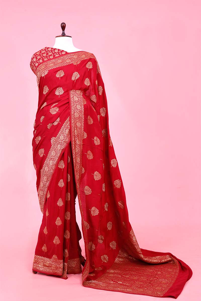 Crepe Saree, Crepe silk saree, silk saree, maroon saree, wedding saree, party wear saree​