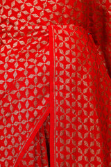 Red Crepe Banarasi Khaddi Saree with Floral Pallu